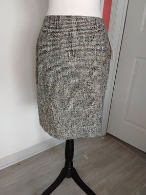 Calvin Klein Black & White Tweed Pencil Skirt